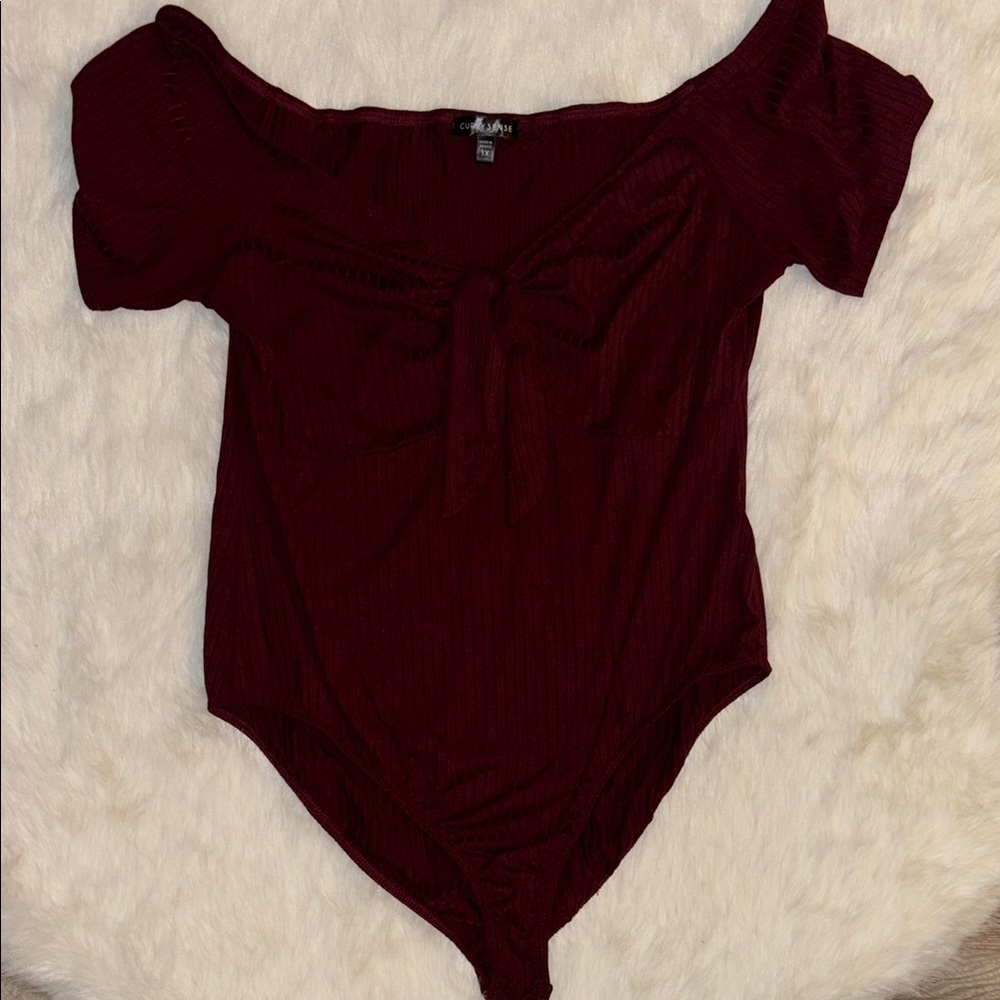 Curvy Couture Burgundy Bodysuit
